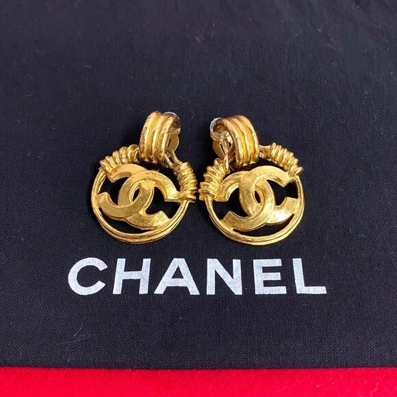 CHANEL Gold Coco Mark Earrings - Picture 1 of 6